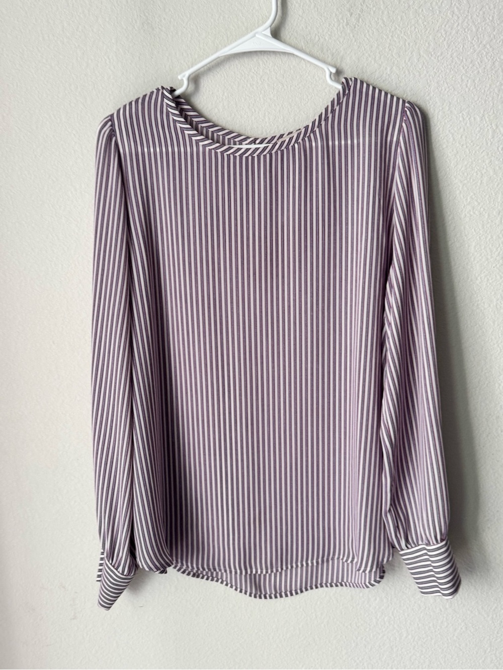 LOFT Red and White Striped Long Sleeve Blouse